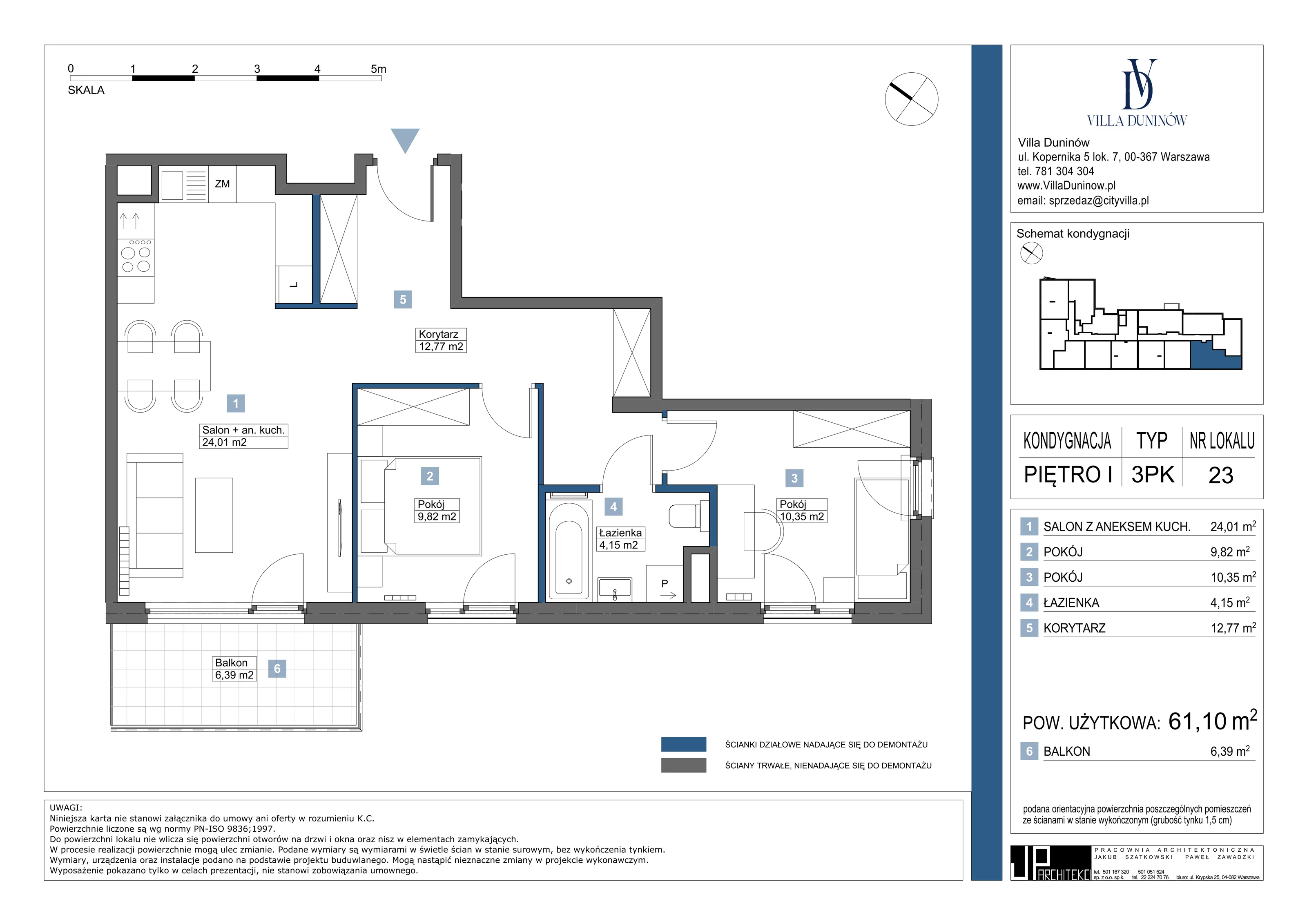 Mieszkanie 61,10 m², piętro 1, oferta nr 23, Villa Duninów, Warszawa, Białołęka, Henryków, ul. Duninów 7